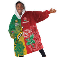 South Africa And England Rugby Custom Kid Wearable Blanket Hoodie Springboks And Red Rose Together - Wonder Print Shop