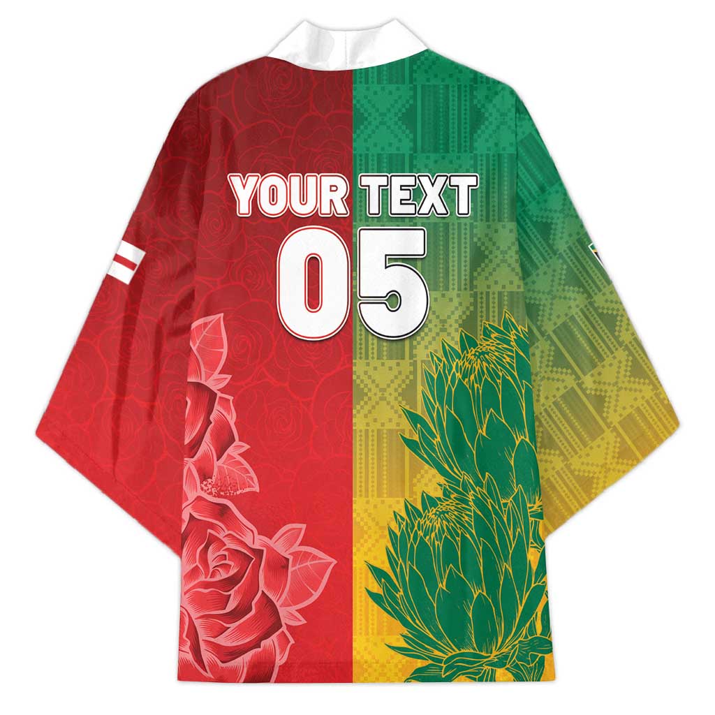 South Africa And England Rugby Custom Kimono Springboks And Red Rose Together - Wonder Print Shop