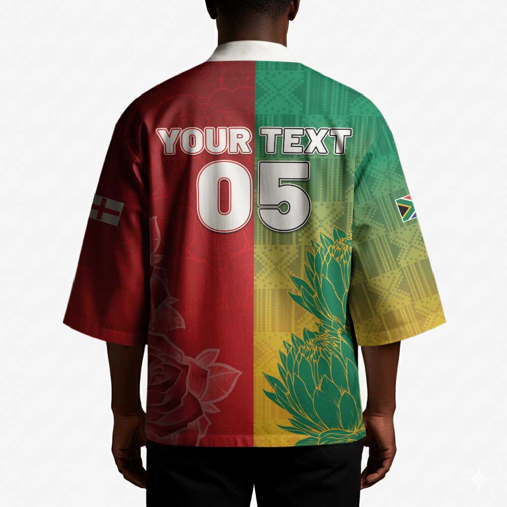 South Africa And England Rugby Custom Kimono Springboks And Red Rose Together - Wonder Print Shop