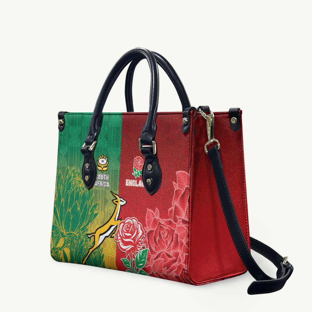 South Africa And England Rugby Leather Bag Springboks And Red Rose Together - Wonder Print Shop