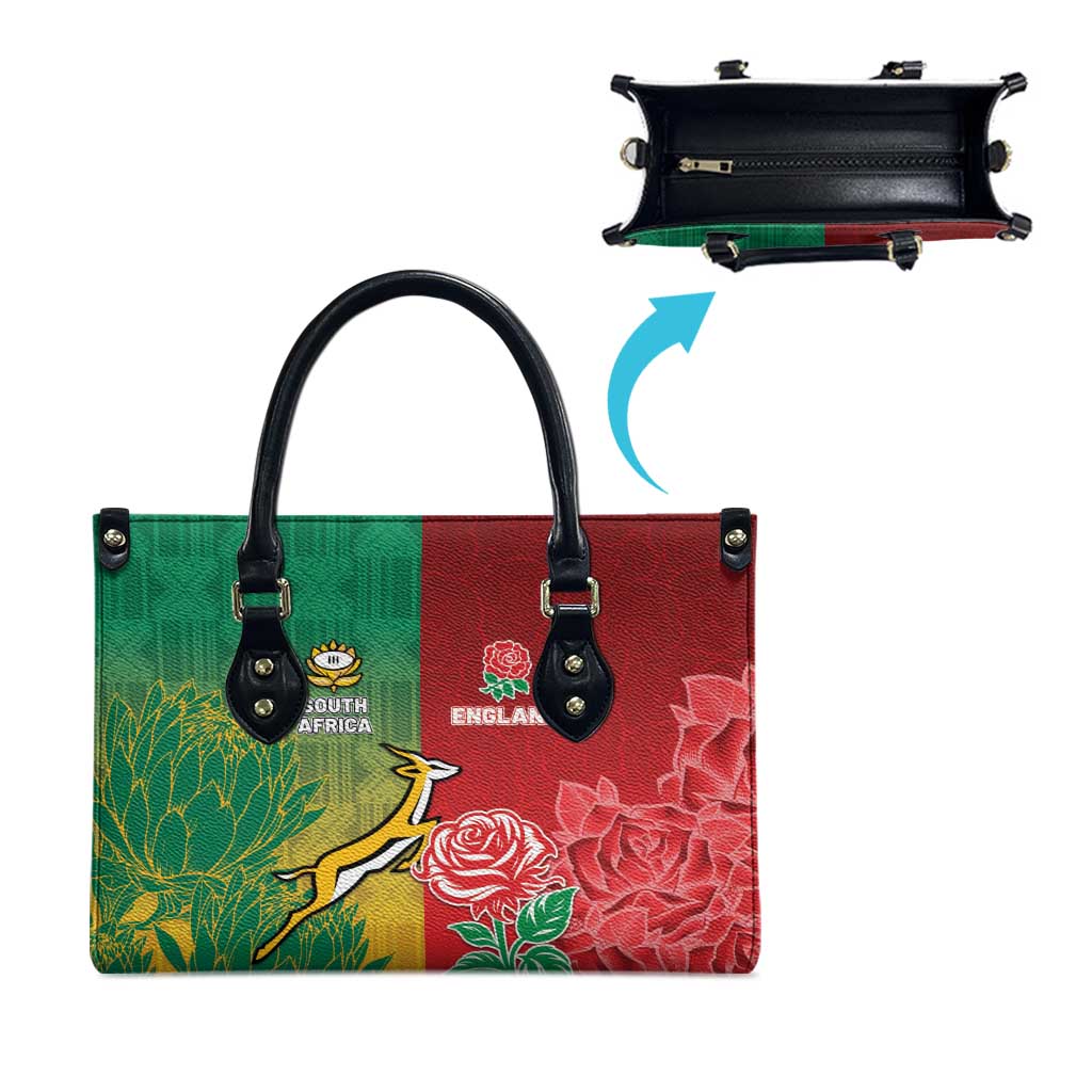 South Africa And England Rugby Leather Bag Springboks And Red Rose Together - Wonder Print Shop
