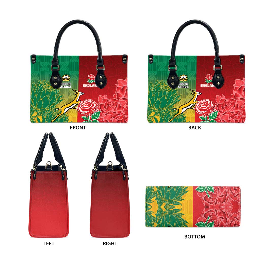 South Africa And England Rugby Leather Bag Springboks And Red Rose Together - Wonder Print Shop