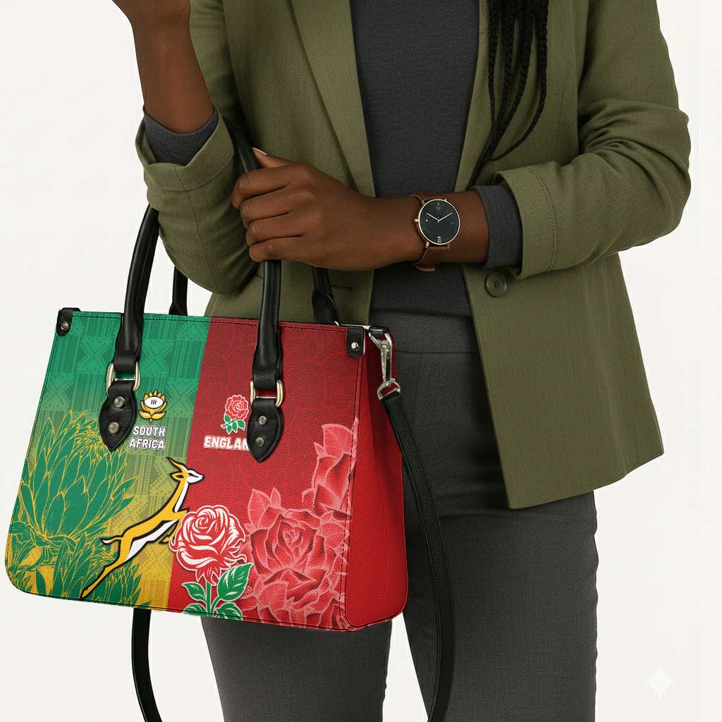 South Africa And England Rugby Leather Bag Springboks And Red Rose Together - Wonder Print Shop