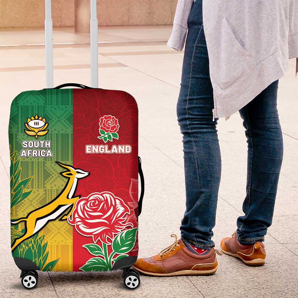 South Africa And England Rugby Luggage Cover Springboks And Red Rose Together - Wonder Print Shop