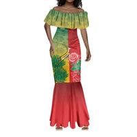 South Africa And England Rugby Custom Mermaid Dress Springboks And Red Rose Together - Wonder Print Shop