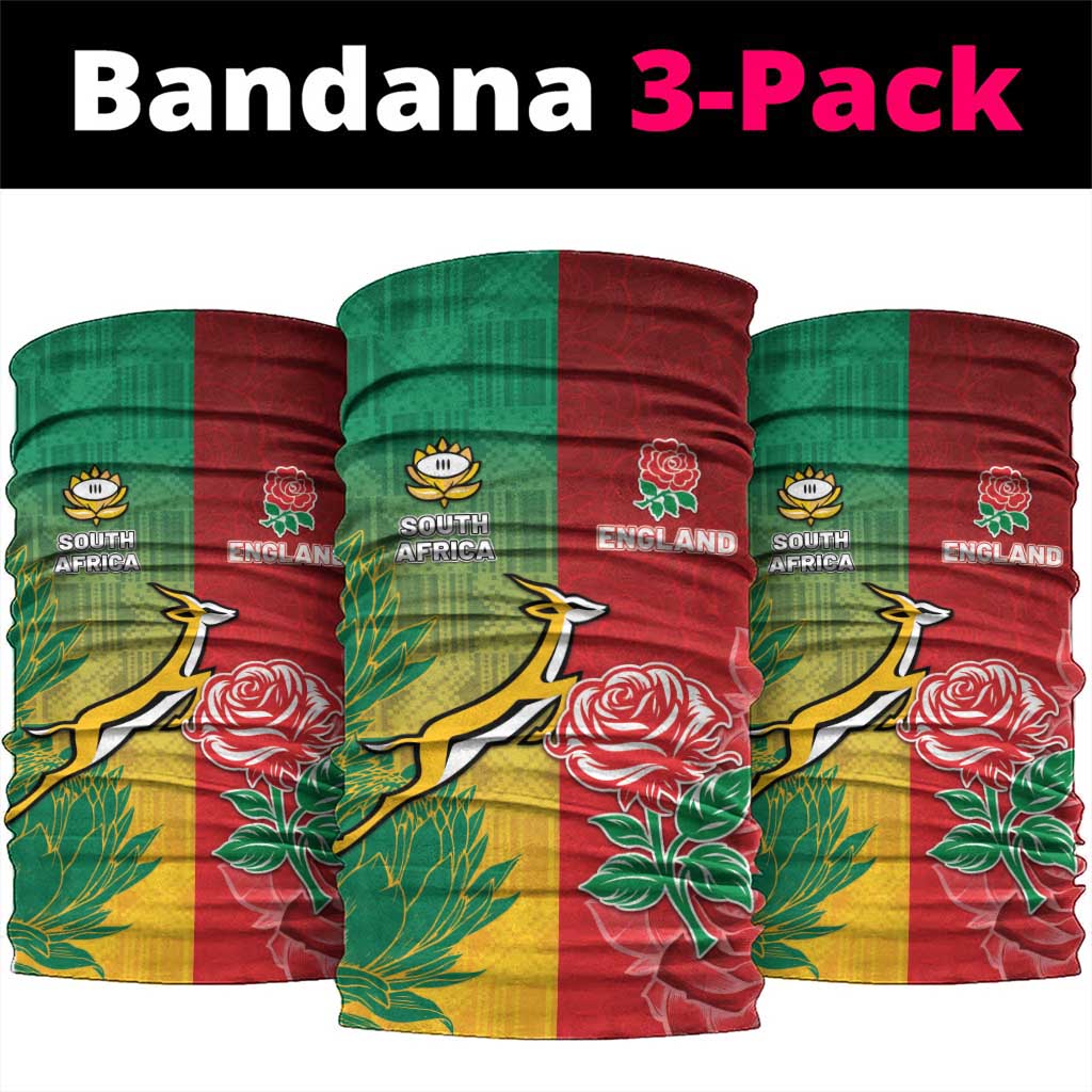 South Africa And England Rugby Neck Gaiter Springboks And Red Rose Together - Wonder Print Shop