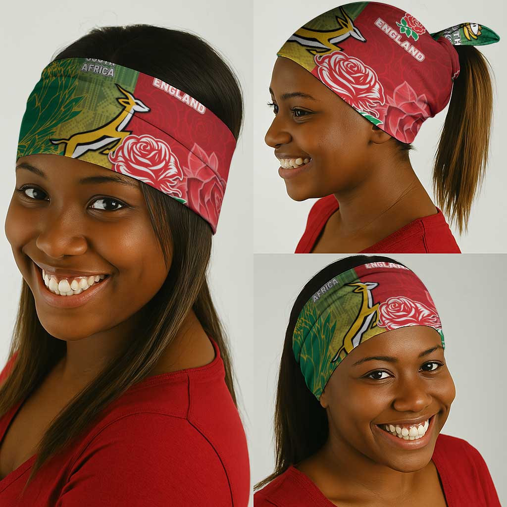 South Africa And England Rugby Neck Gaiter Springboks And Red Rose Together - Wonder Print Shop