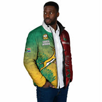 South Africa And England Rugby Custom Padded Jacket Springboks And Red Rose Together - Wonder Print Shop