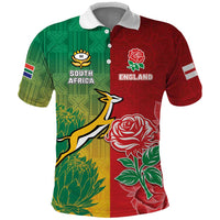 South Africa And England Rugby Custom Polo Shirt Springboks And Red Rose Together - Wonder Print Shop