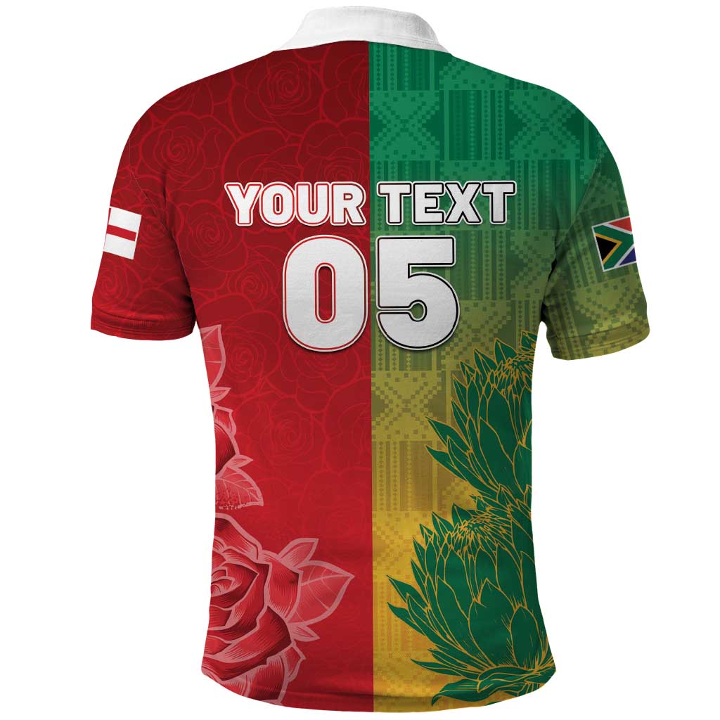 South Africa And England Rugby Custom Polo Shirt Springboks And Red Rose Together - Wonder Print Shop