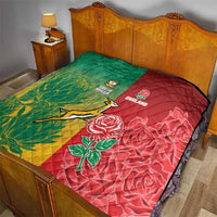 South Africa And England Rugby Quilt Springboks And Red Rose Together - Wonder Print Shop