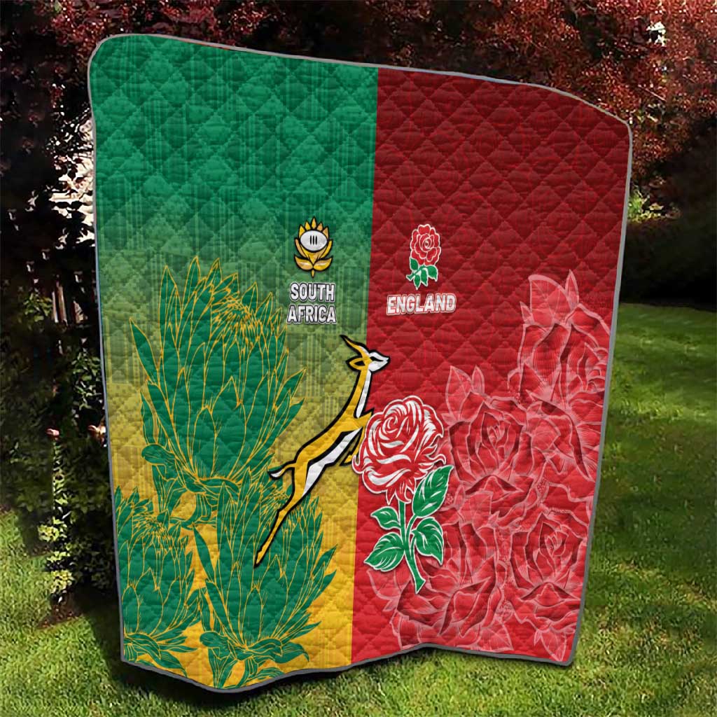 South Africa And England Rugby Quilt Springboks And Red Rose Together - Wonder Print Shop