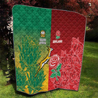 South Africa And England Rugby Quilt Springboks And Red Rose Together - Wonder Print Shop