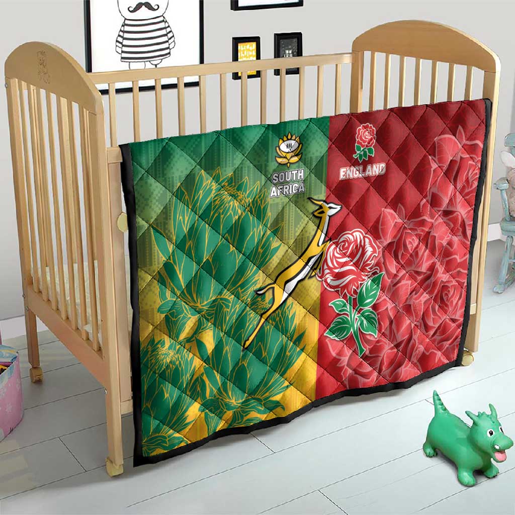 South Africa And England Rugby Quilt Springboks And Red Rose Together - Wonder Print Shop