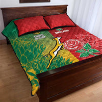 South Africa And England Rugby Quilt Bed Set Springboks And Red Rose Together - Wonder Print Shop