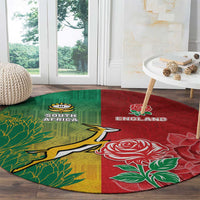 South Africa And England Rugby Round Carpet Springboks And Red Rose Together - Wonder Print Shop