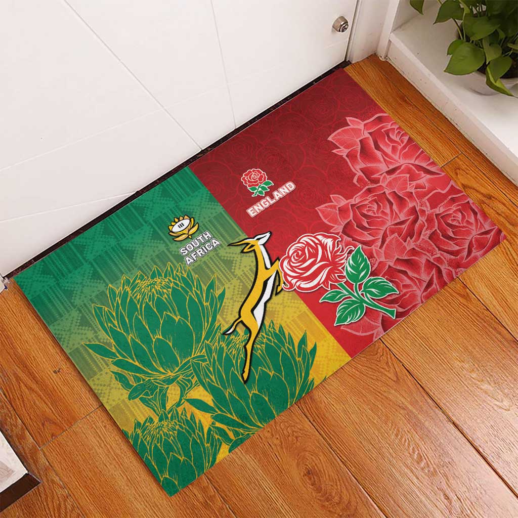 South Africa And England Rugby Rubber Doormat Springboks And Red Rose Together - Wonder Print Shop