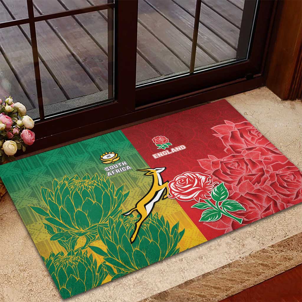 South Africa And England Rugby Rubber Doormat Springboks And Red Rose Together - Wonder Print Shop
