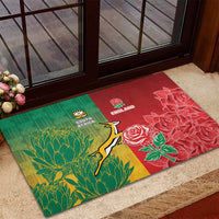South Africa And England Rugby Rubber Doormat Springboks And Red Rose Together - Wonder Print Shop