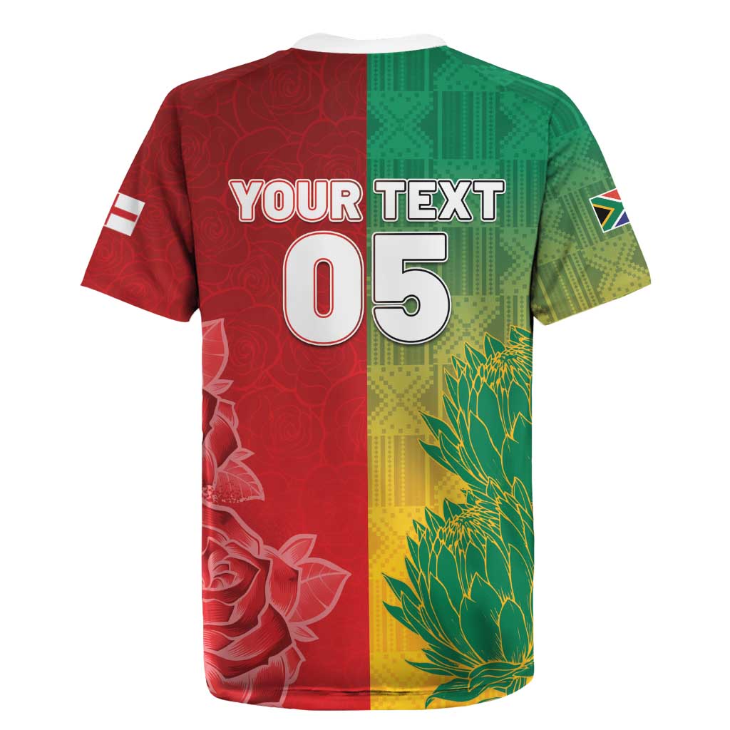 South Africa And England Rugby Custom Rugby Jersey Springboks And Red Rose Together - Wonder Print Shop