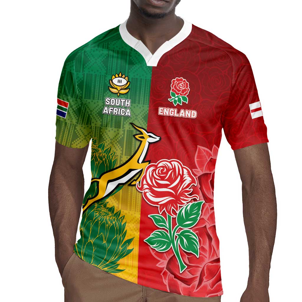 South Africa And England Rugby Custom Rugby Jersey Springboks And Red Rose Together - Wonder Print Shop