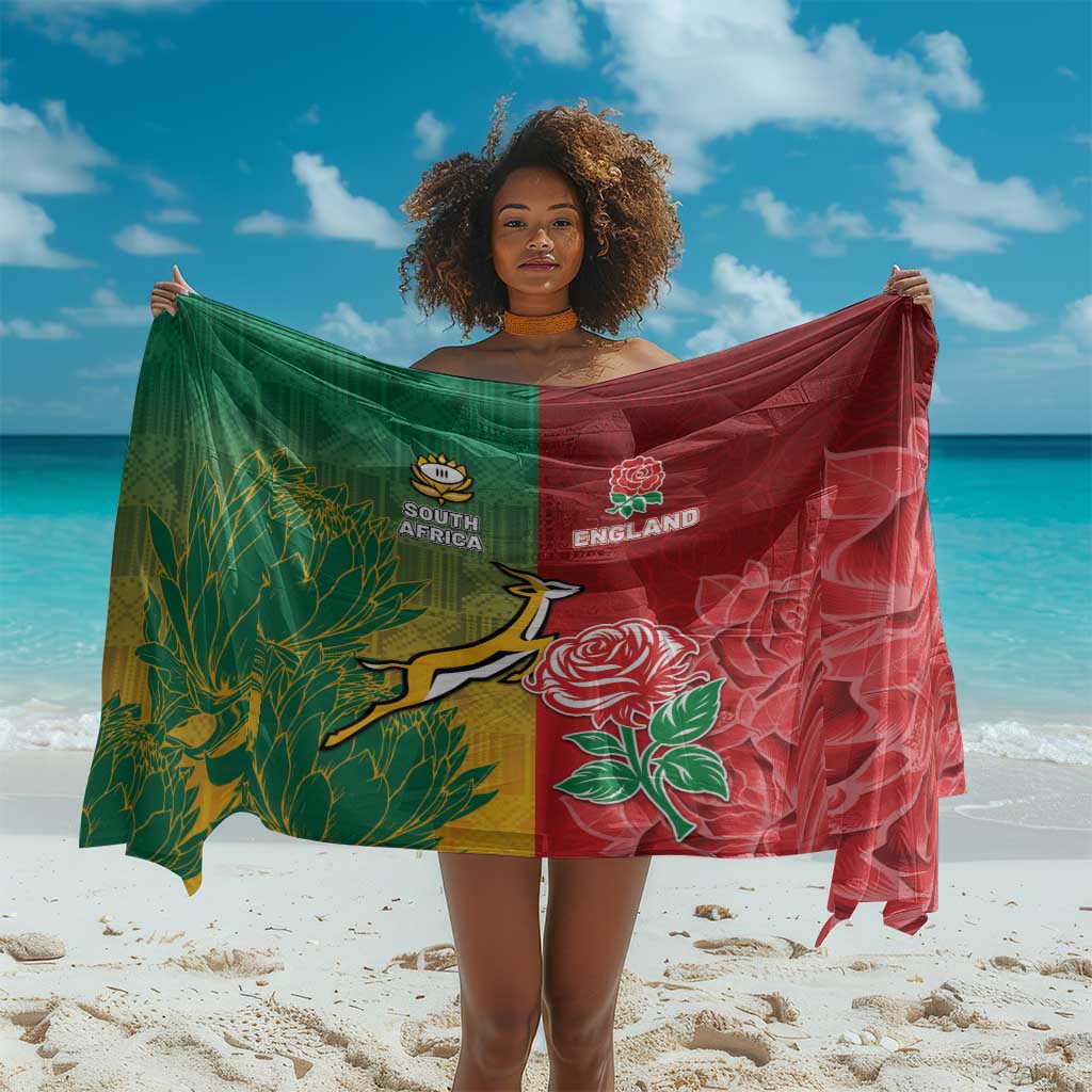 South Africa And England Rugby Sarong Springboks And Red Rose Together - Wonder Print Shop