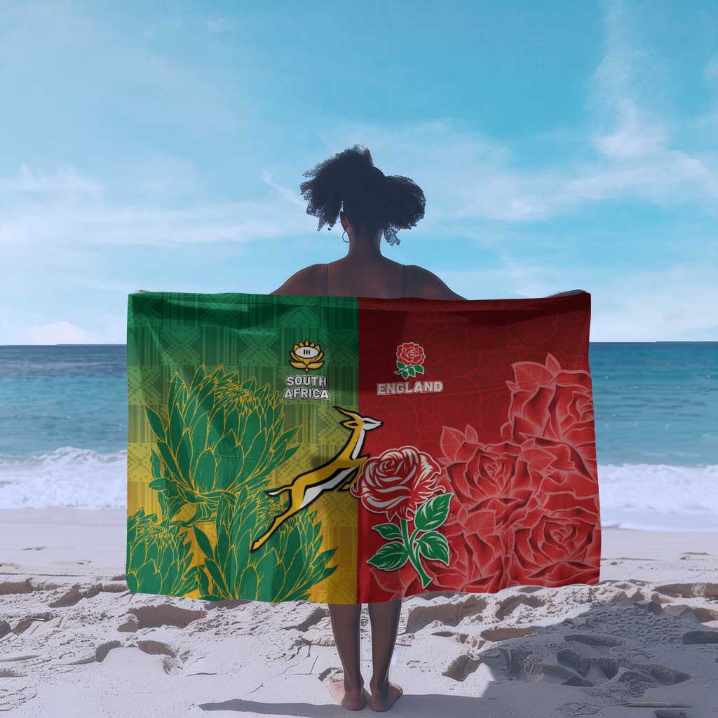 South Africa And England Rugby Sarong Springboks And Red Rose Together - Wonder Print Shop
