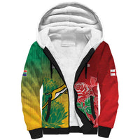 South Africa And England Rugby Custom Sherpa Hoodie Springboks And Red Rose Together - Wonder Print Shop