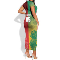 South Africa And England Rugby Custom Short Sleeve Bodycon Dress Springboks And Red Rose Together - Wonder Print Shop