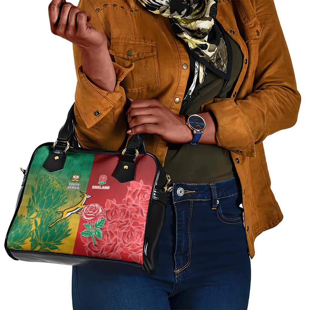South Africa And England Rugby Shoulder Handbag Springboks And Red Rose Together - Wonder Print Shop