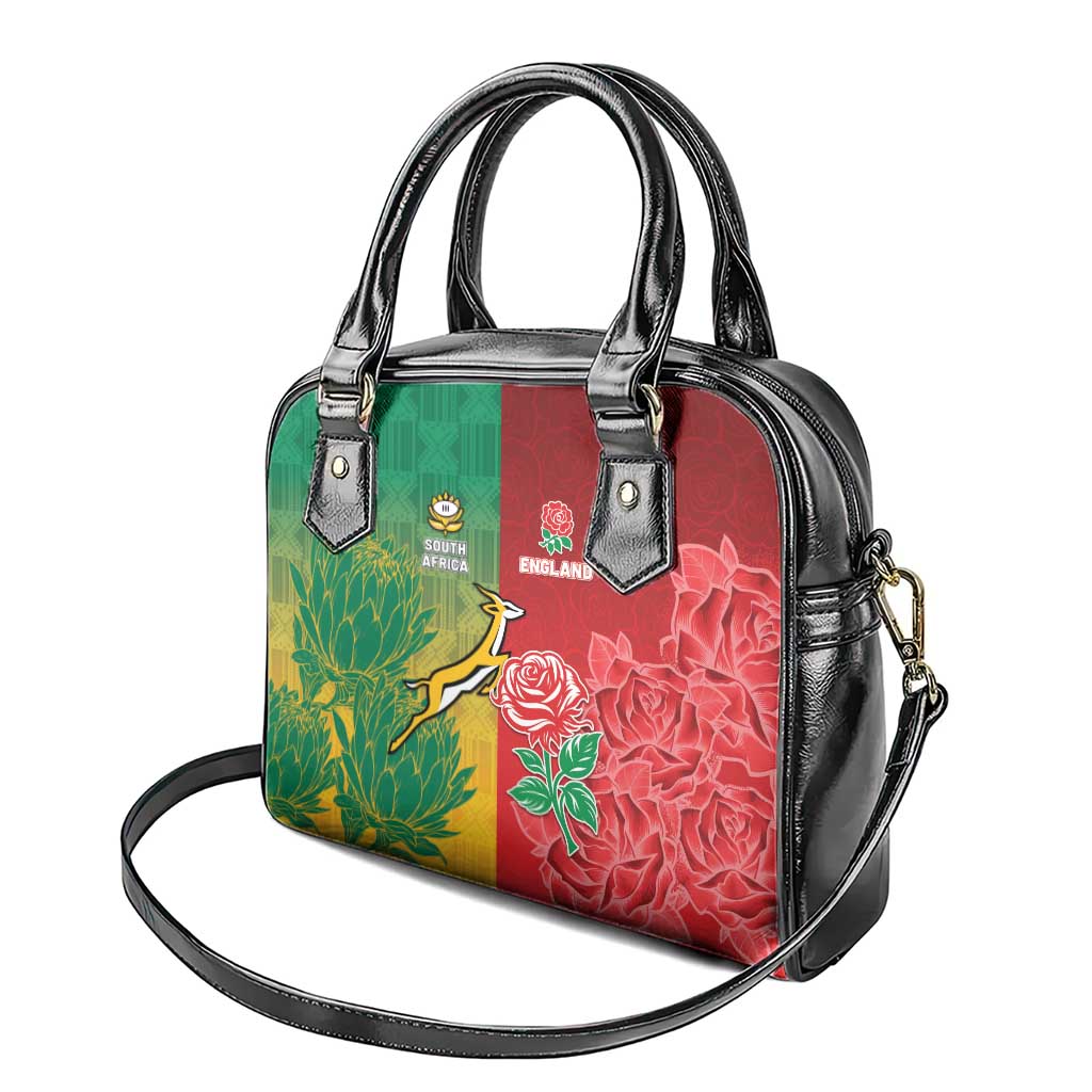 South Africa And England Rugby Shoulder Handbag Springboks And Red Rose Together - Wonder Print Shop