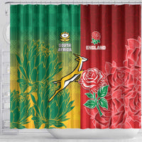 South Africa And England Rugby Shower Curtain Springboks And Red Rose Together - Wonder Print Shop