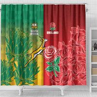 South Africa And England Rugby Shower Curtain Springboks And Red Rose Together - Wonder Print Shop