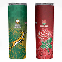 South Africa And England Rugby Custom Skinny Tumbler Springboks And Red Rose Together - Wonder Print Shop
