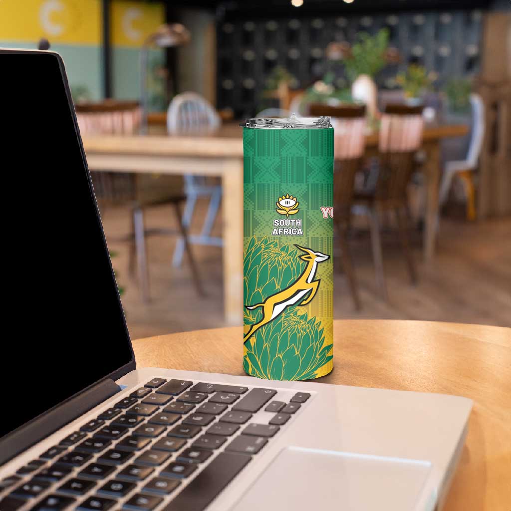 South Africa And England Rugby Custom Skinny Tumbler Springboks And Red Rose Together - Wonder Print Shop