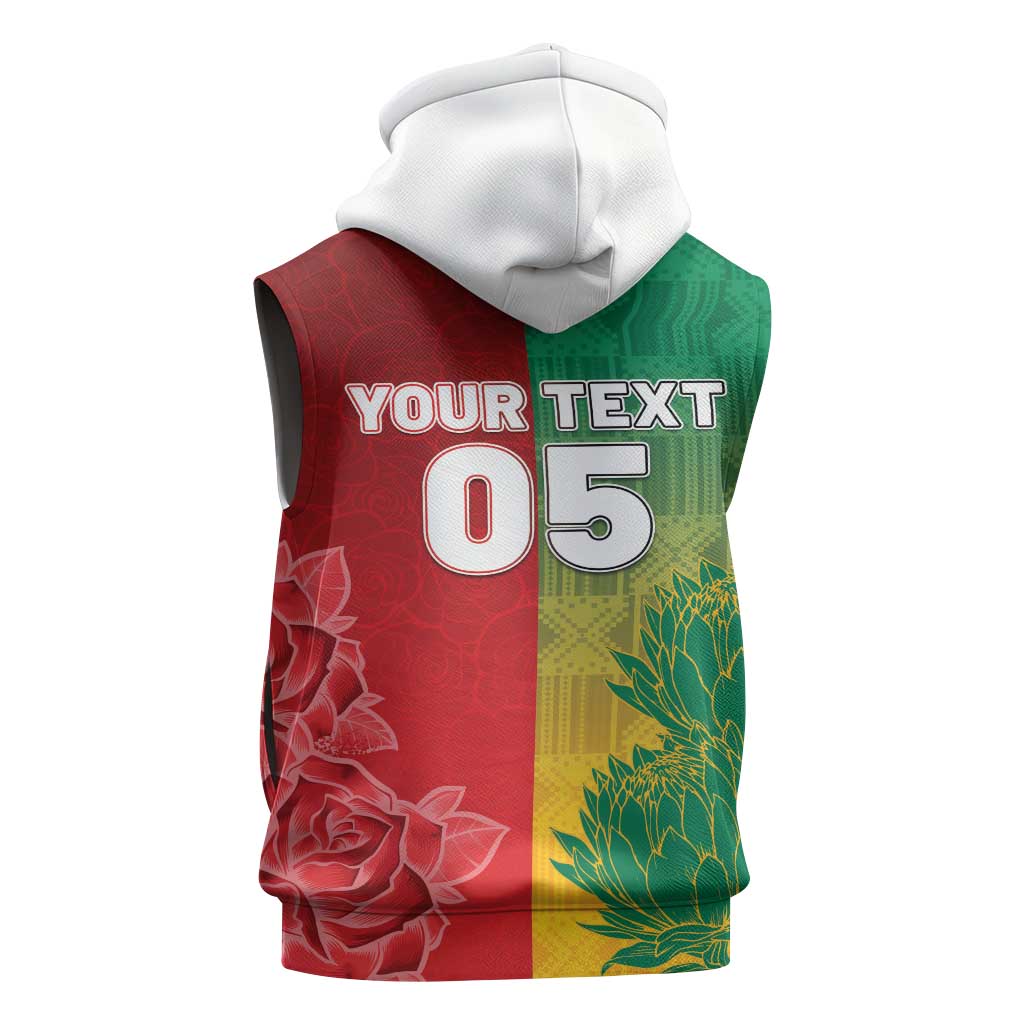 South Africa And England Rugby Custom Sleeveless Hoodie Springboks And Red Rose Together - Wonder Print Shop