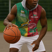South Africa And England Rugby Custom Sleeveless Hoodie Springboks And Red Rose Together - Wonder Print Shop