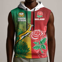 South Africa And England Rugby Custom Sleeveless Hoodie Springboks And Red Rose Together - Wonder Print Shop