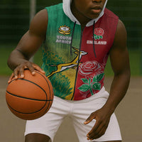 South Africa And England Rugby Custom Sleeveless Zip Hoodie Springboks And Red Rose Together - Wonder Print Shop