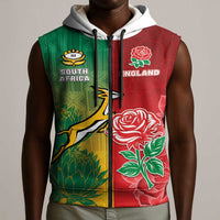 South Africa And England Rugby Custom Sleeveless Zip Hoodie Springboks And Red Rose Together - Wonder Print Shop