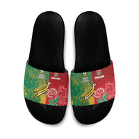 South Africa And England Rugby Slide Sandals Springboks And Red Rose Together - Wonder Print Shop
