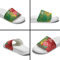 South Africa And England Rugby Slide Sandals Springboks And Red Rose Together - Wonder Print Shop