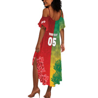 South Africa And England Rugby Custom Summer Maxi Dress Springboks And Red Rose Together - Wonder Print Shop