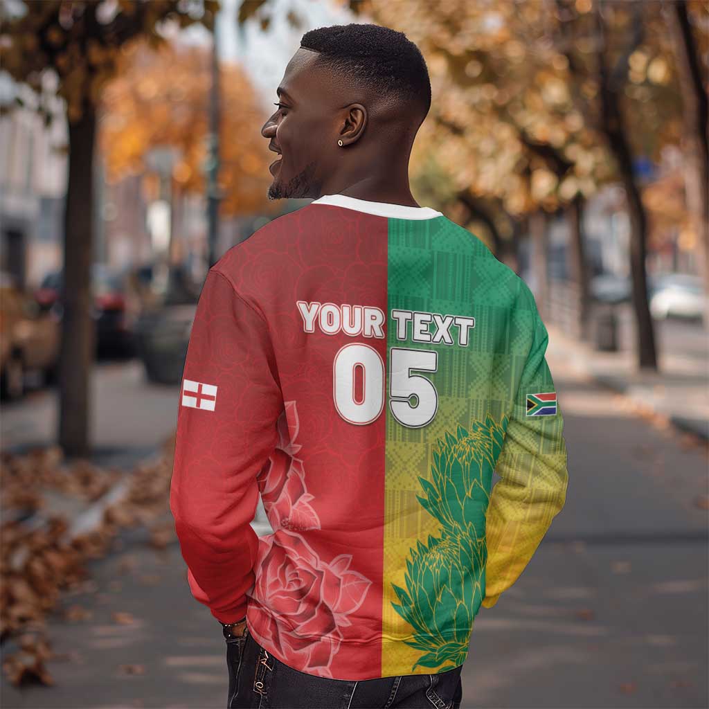 South Africa And England Rugby Custom Sweatshirt Springboks And Red Rose Together - Wonder Print Shop