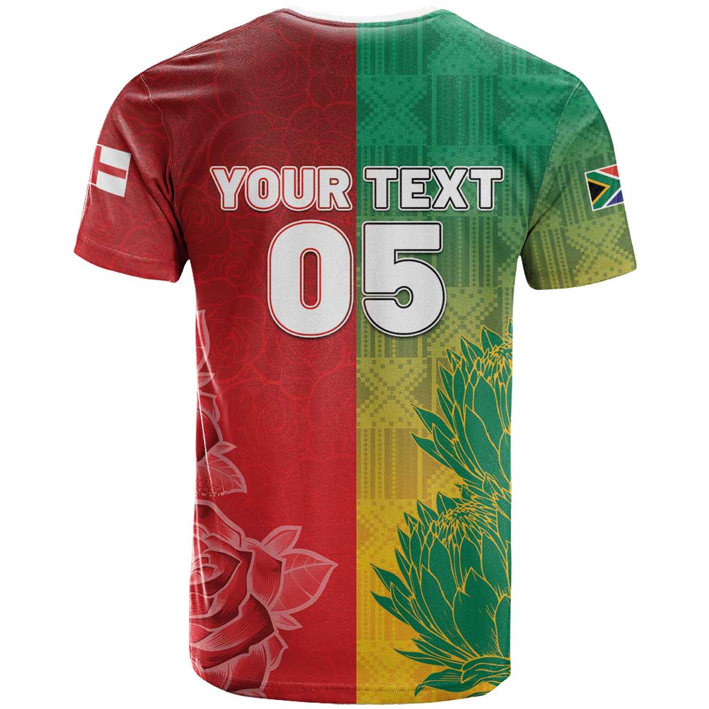 South Africa And England Rugby Custom T shirt Springboks And Red Rose Together - Wonder Print Shop