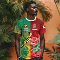 South Africa And England Rugby Custom T shirt Springboks And Red Rose Together - Wonder Print Shop