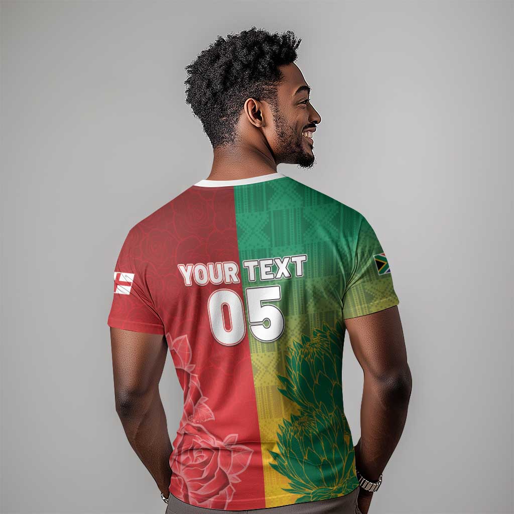 South Africa And England Rugby Custom T shirt Springboks And Red Rose Together - Wonder Print Shop