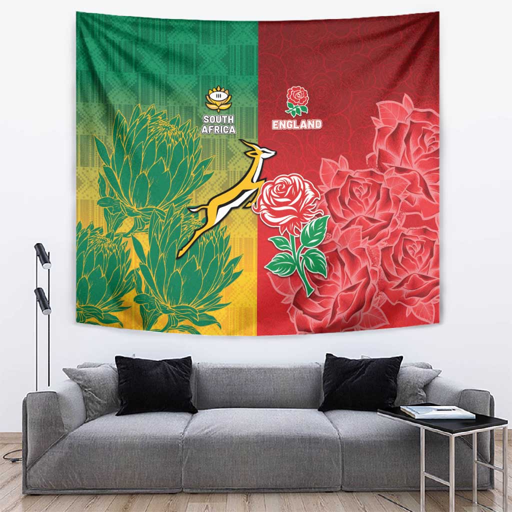 South Africa And England Rugby Tapestry Springboks And Red Rose Together - Wonder Print Shop