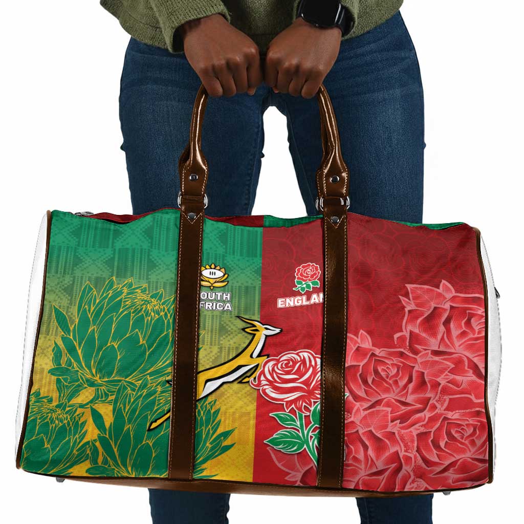 South Africa And England Rugby Travel Bag Springboks And Red Rose Together - Wonder Print Shop