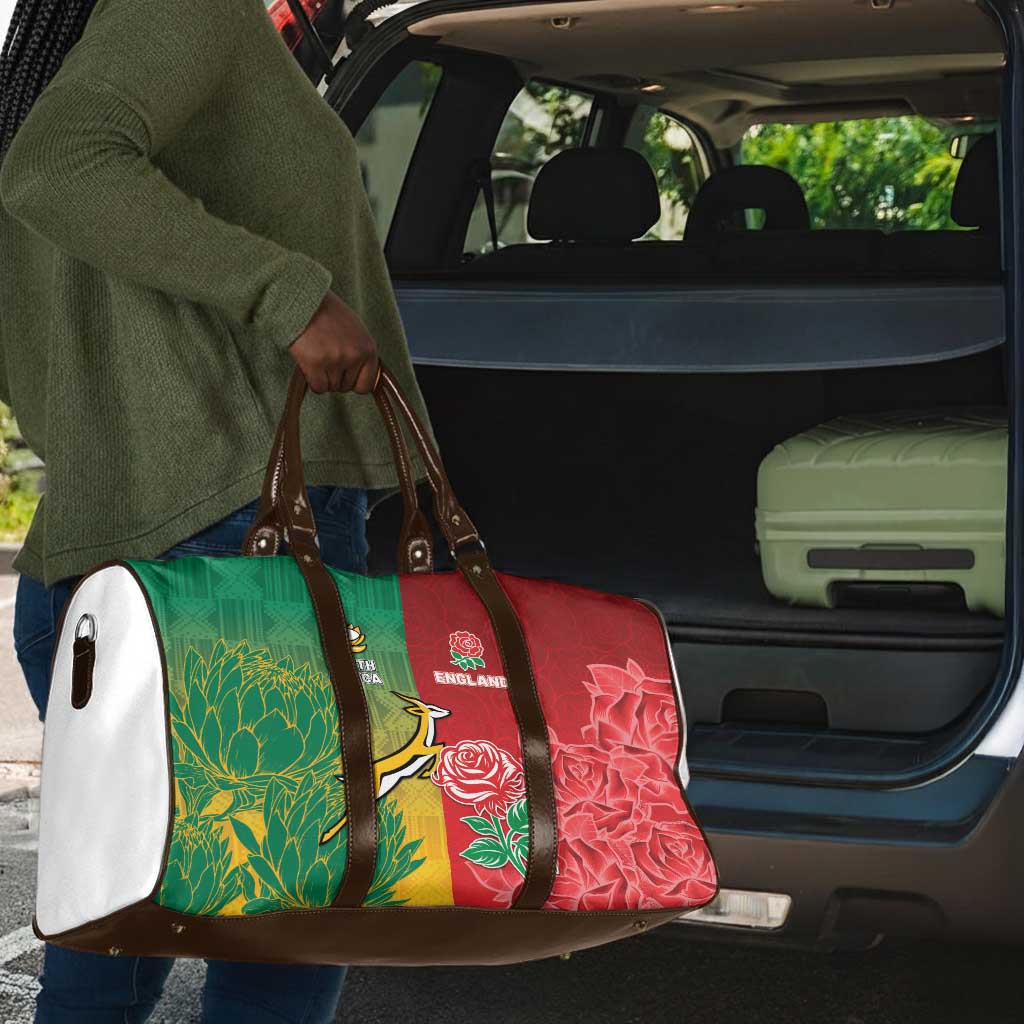 South Africa And England Rugby Travel Bag Springboks And Red Rose Together - Wonder Print Shop